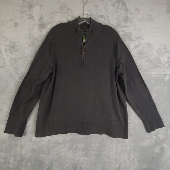 Eddie Bauer Mens Sweater‎ Pullover Crew Mock Neck Knit 1/4 Zip Black XL - Picture 1 of 7